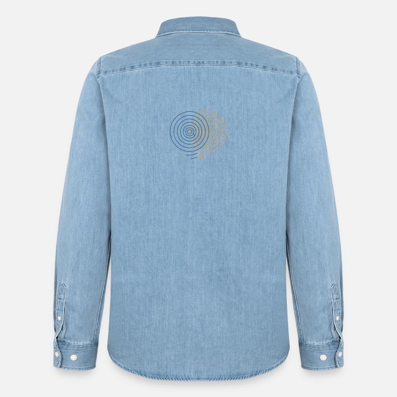 Concentric Interference – Physik Design - Männer Jeanshemd Organic von Stanley/Stella - verwaschenes Hellblau
