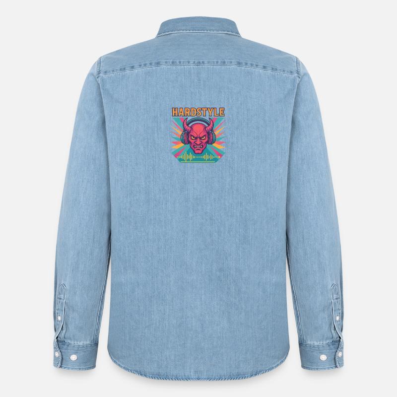 Hardstyle Dämon Design - Männer Jeanshemd Organic von Stanley/Stella - verwaschenes Hellblau