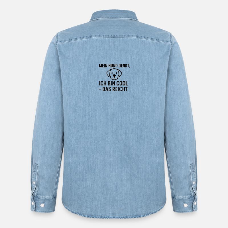 Mein Hund denkt ich bin Cool - Männer Jeanshemd Organic von Stanley/Stella - verwaschenes Hellblau