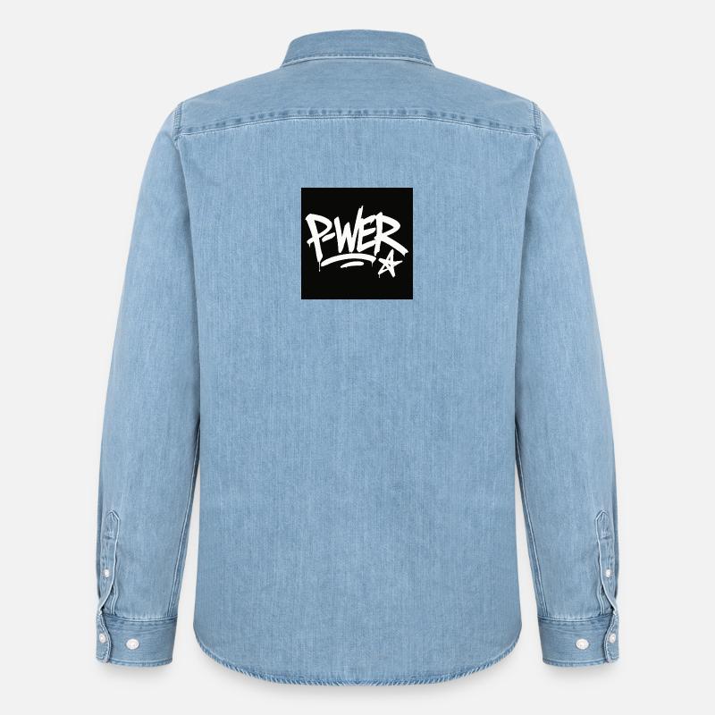Graffiti-Stil Power-Text-Design - Männer Jeanshemd Organic von Stanley/Stella - verwaschenes Hellblau