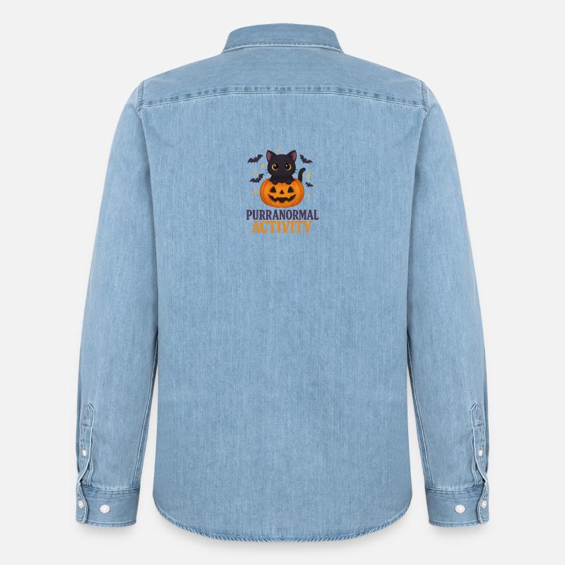 😸 Purranormal Activity – Süßes  Kätzchen - Männer Jeanshemd Organic von Stanley/Stella - verwaschenes Hellblau