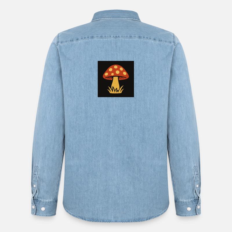 Red Hat Pilz im Retro-Stil - Männer Jeanshemd Organic von Stanley/Stella - verwaschenes Hellblau