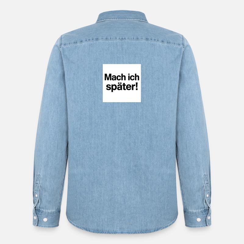Mach ich später Statement - Männer Jeanshemd Organic von Stanley/Stella - verwaschenes Hellblau