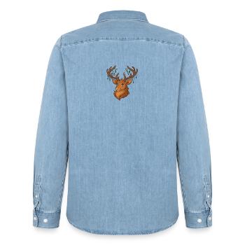 Winter deer with icicles - Men’s Organic Denim Shirt by Stanley/Stella - light wash - Back - AI Model Male 185 light (185cm)