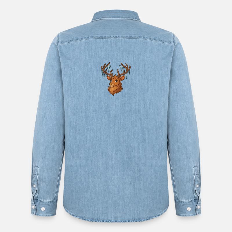 Winterhirsch mit Eiszapfen - Männer Jeanshemd Organic von Stanley/Stella - verwaschenes Hellblau