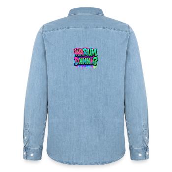 Why DNNN? Neon Graffiti - Men’s Organic Denim Shirt by Stanley/Stella - light wash - Back - AI Model Male 185 light (185cm)
