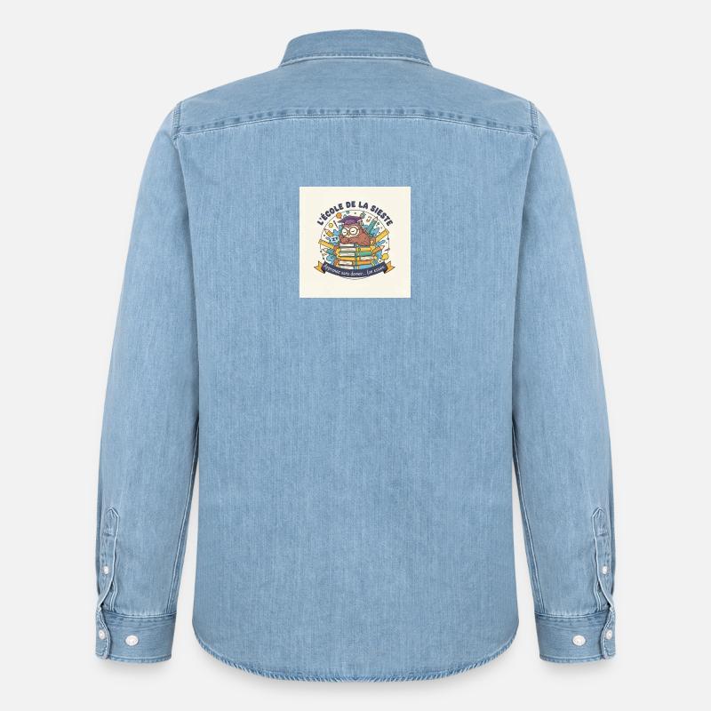 Schule der Eule Nickerchen Schüler - Männer Jeanshemd Organic von Stanley/Stella - verwaschenes Hellblau