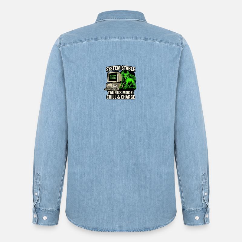 System Stable Taurus Mode Chill & Charge - Männer Jeanshemd Organic von Stanley/Stella - verwaschenes Hellblau