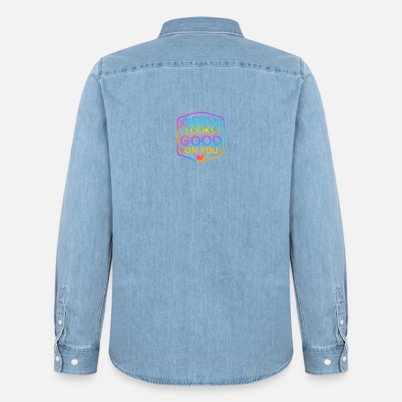 Kindness Neon steht dir gut - Männer Jeanshemd Organic von Stanley/Stella - verwaschenes Hellblau