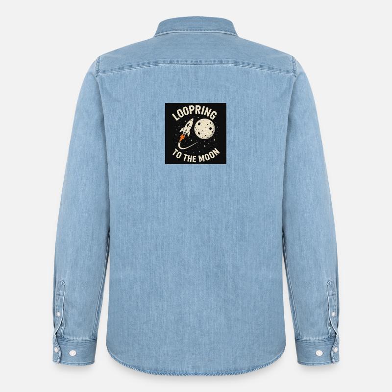 Loopring to the Moon! - Männer Jeanshemd Organic von Stanley/Stella - verwaschenes Hellblau