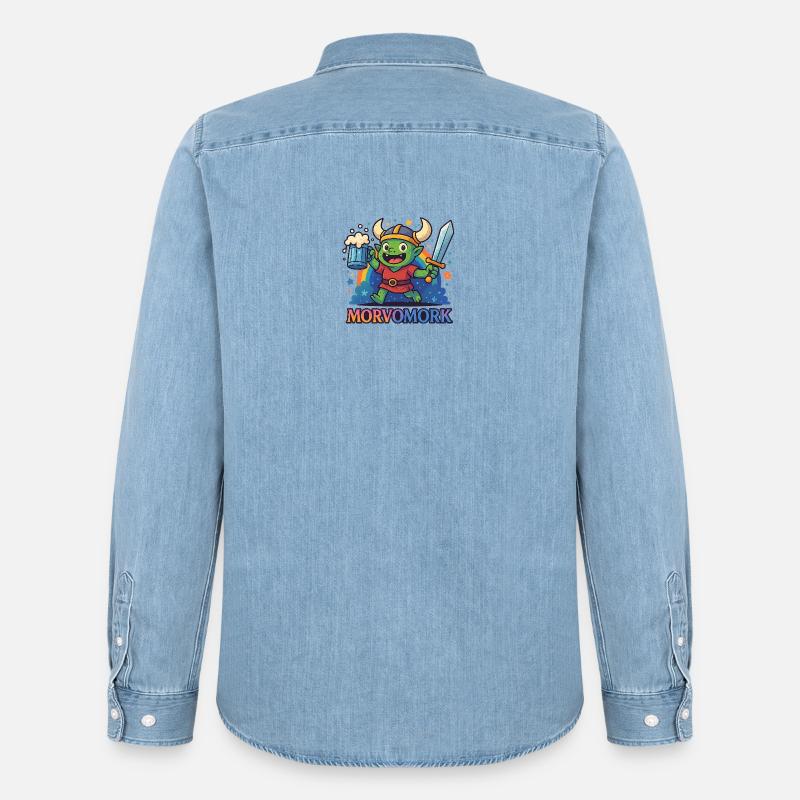 Goblin Vichingo Divertente Eroe - Camicia in denim uomo bio di Stanley/Stella - azzurro chiaro slavato