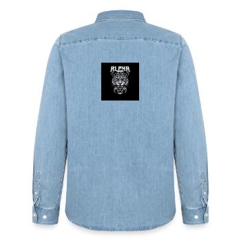 Alpha Gamer Jaguar - Männer Jeanshemd Organic von Stanley/Stella - verwaschenes Hellblau - Hinten - AI Model Male 185 light (185cm)