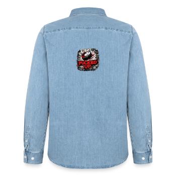 Pucked Up Graffiti Punk - Men’s Organic Denim Shirt by Stanley/Stella - light wash - Back - AI Model Male 185 light (185cm)