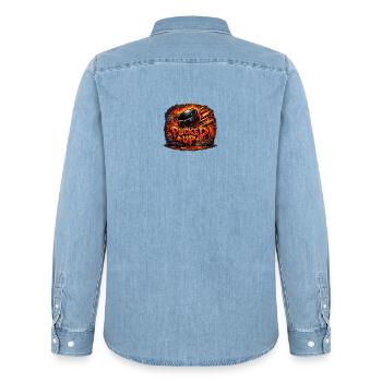 Firepuck Graffiti - Men’s Organic Denim Shirt by Stanley/Stella - light wash - Back - AI Model Male 185 light (185cm)
