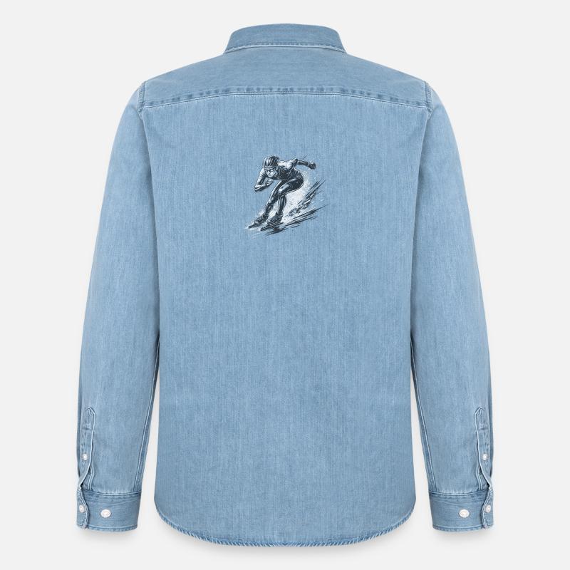 Eisschnellläufer in voller Dynamik - Männer Jeanshemd Organic von Stanley/Stella - verwaschenes Hellblau