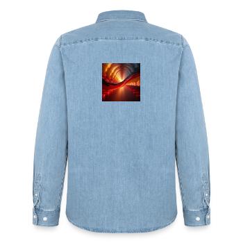 flags Germany - Men’s Organic Denim Shirt by Stanley/Stella - light wash - Back - AI Model Male 185 light (185cm)