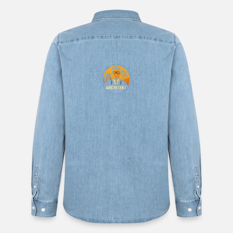 Plan d’icône d’architecte - Chemise en denim homme bio Stanley/Stella - bleu clair délavé