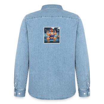 GIDAGI Fitness-Cartoons-Sammlung - Männer Jeanshemd Organic von Stanley/Stella - verwaschenes Hellblau - Hinten - AI Model Male 185 light (185cm)