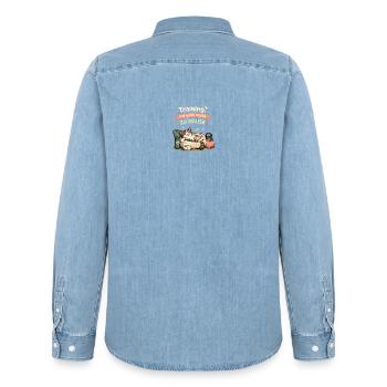 Training? Ich bleib Lieber Zu Hause - Männer Jeanshemd Organic von Stanley/Stella - verwaschenes Hellblau - Hinten - AI Model Male 185 light (185cm)