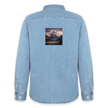Montagnes - Chemise en denim homme bio Stanley/Stella - bleu clair délavé - Dos - AI Model Male 185 light (185cm)