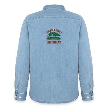 Vintage Familienweihnacht Auto - Männer Jeanshemd Organic von Stanley/Stella - verwaschenes Hellblau - Hinten - AI Model Male 185 light (185cm)