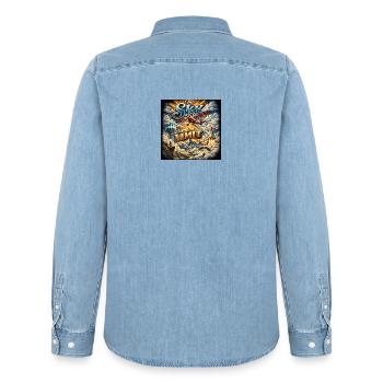 Il n’y a pas de limite - Chemise en denim homme bio Stanley/Stella - bleu clair délavé - Dos - AI Model Male 185 light (185cm)