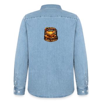 Carpe Diem Sunset Lounge - Männer Jeanshemd Organic von Stanley/Stella - verwaschenes Hellblau - Hinten - AI Model Male 185 light (185cm)