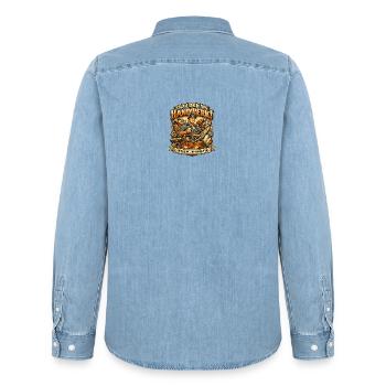 Mut zum Handwerk: Zukunft gestalten - Männer Jeanshemd Organic von Stanley/Stella - verwaschenes Hellblau - Hinten - AI Model Male 185 light (185cm)