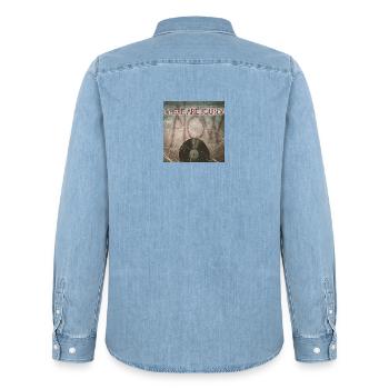 Où es-tu maintenant par Mark Noone - Chemise en denim homme bio Stanley/Stella - bleu clair délavé - Dos - AI Model Male 185 light (185cm)