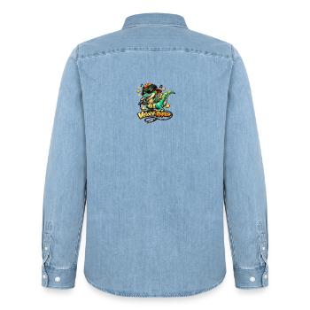 Veloce Raptor Rapper - Männer Jeanshemd Organic von Stanley/Stella - verwaschenes Hellblau - Hinten - AI Model Male 185 light (185cm)