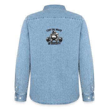 Bestie - Männer Jeanshemd Organic von Stanley/Stella - verwaschenes Hellblau - Hinten - AI Model Male 185 light (185cm)