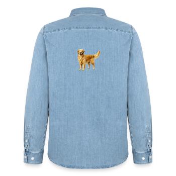 Goldener Retriever  - Männer Jeanshemd Organic von Stanley/Stella - verwaschenes Hellblau - Hinten - AI Model Male 185 light (185cm)