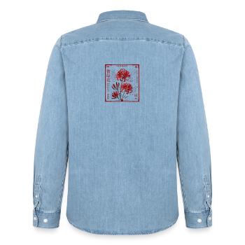 Japan Blume Rote Lilie  - Männer Jeanshemd Organic von Stanley/Stella - verwaschenes Hellblau - Hinten - AI Model Male 185 light (185cm)