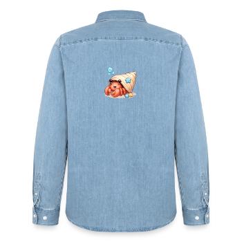 Krebs - Männer Jeanshemd Organic von Stanley/Stella - verwaschenes Hellblau - Hinten - AI Model Male 185 light (185cm)