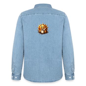 Sonnenkaffee  - Männer Jeanshemd Organic von Stanley/Stella - verwaschenes Hellblau - Hinten - AI Model Male 185 light (185cm)