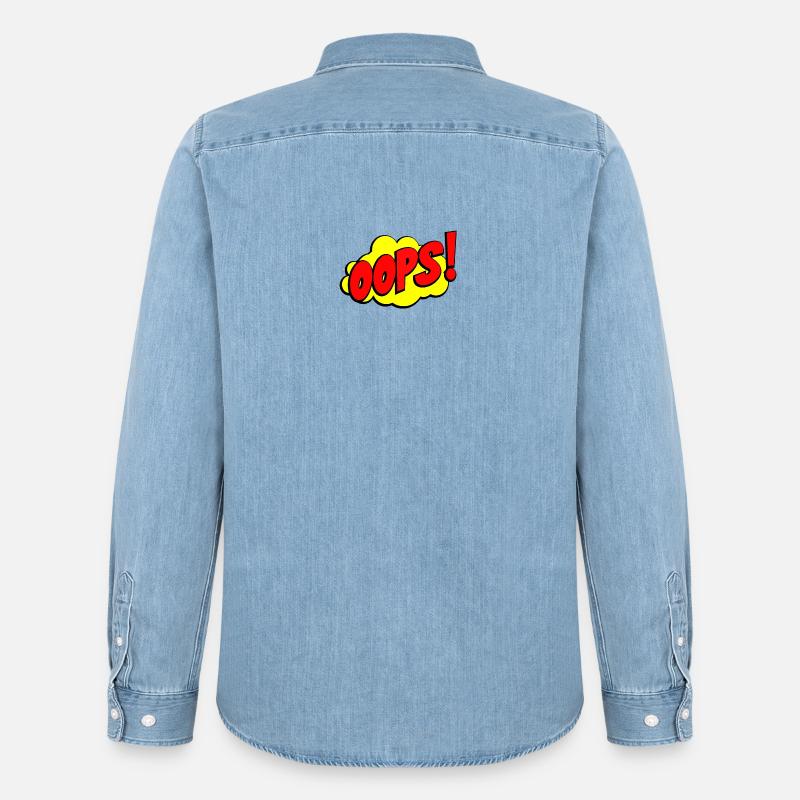 Cartoon Oops Comic Design - Männer Jeanshemd Organic von Stanley/Stella - verwaschenes Hellblau