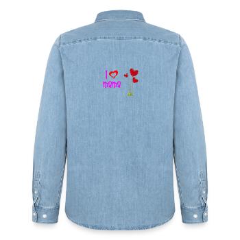 Liebevolles Muttertagsherz Blumendesign - Männer Jeanshemd Organic von Stanley/Stella - verwaschenes Hellblau - Hinten - AI Model Male 185 light (185cm)