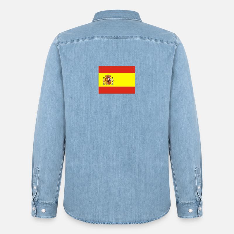 Spanische Flagge - Männer Jeanshemd Organic von Stanley/Stella - verwaschenes Hellblau