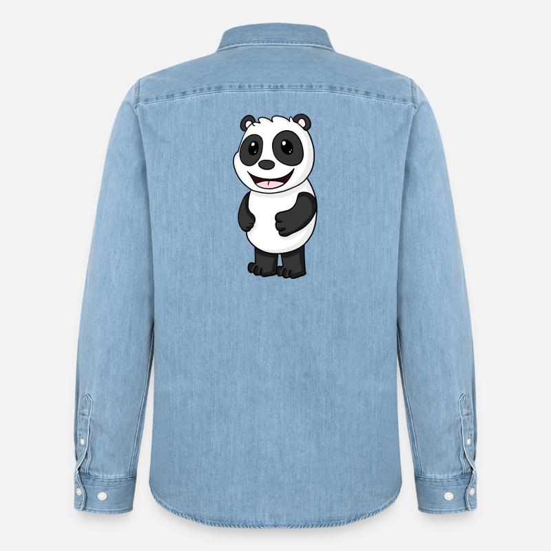 Panda Bär Niedlich - Männer Jeanshemd Organic von Stanley/Stella - verwaschenes Hellblau
