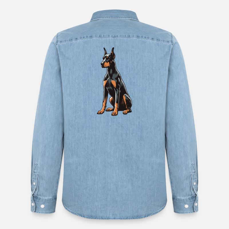 Dobermann - Männer Jeanshemd Organic von Stanley/Stella - verwaschenes Hellblau