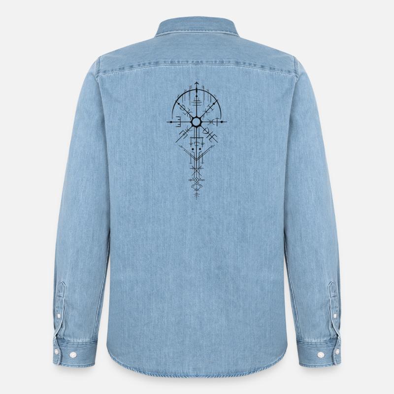 Nordisch Runenamulett Design - Männer Jeanshemd Organic von Stanley/Stella - verwaschenes Hellblau
