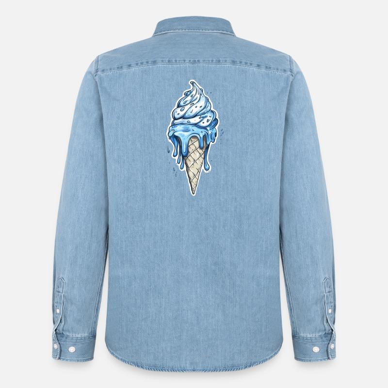 Eiscreme Eis - Männer Jeanshemd Organic von Stanley/Stella - verwaschenes Hellblau
