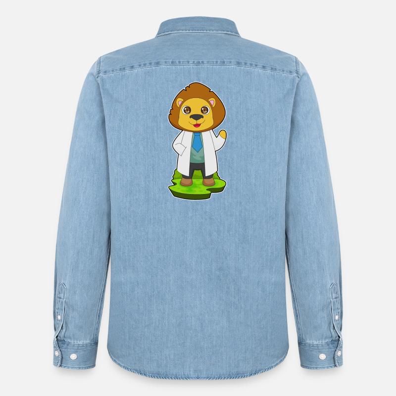 Löwe Arzt Arztkittel - Männer Jeanshemd Organic von Stanley/Stella - verwaschenes Hellblau