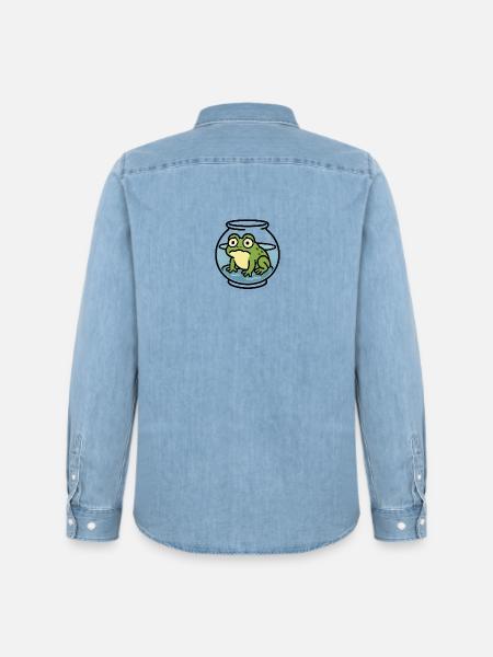 Frog in a Bowl - Men’s Organic Denim Shirt by Stanley/Stella - light wash