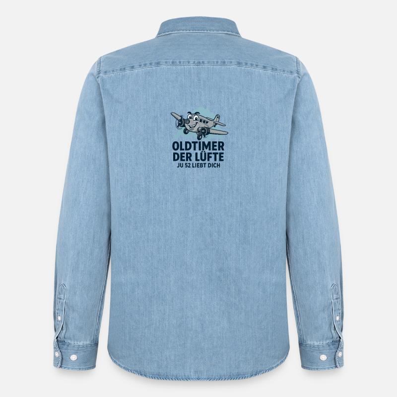 Oldtimer der Lüfte Ju52 - Männer Jeanshemd Organic von Stanley/Stella - verwaschenes Hellblau