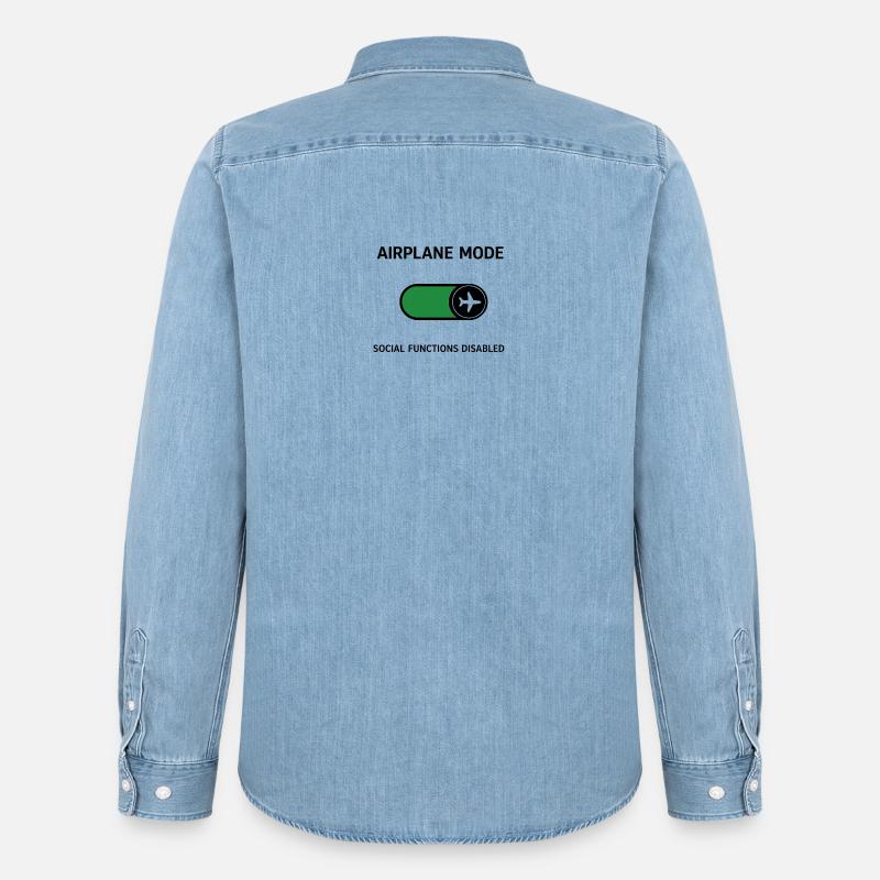 AIRPLANE MODE | Social Functions Disabled - Männer Jeanshemd Organic von Stanley/Stella - verwaschenes Hellblau