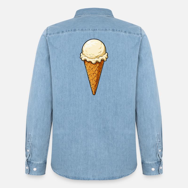 Vanille Eis Kugel - Männer Jeanshemd Organic von Stanley/Stella - verwaschenes Hellblau