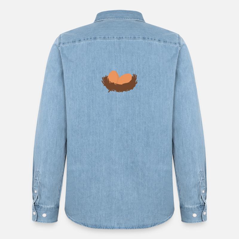 Eier Nest Egg Easter - Männer Jeanshemd Organic von Stanley/Stella - verwaschenes Hellblau