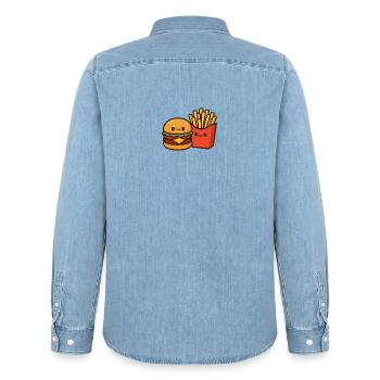 Kawaii Burger & Pommes Duo - Männer Jeanshemd Organic von Stanley/Stella - verwaschenes Hellblau - Hinten - AI Model Male 185 light (185cm)