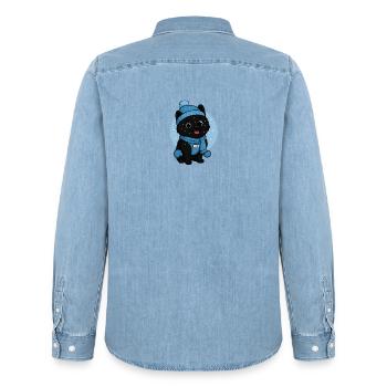 Cuddly Dog Winter Magic - Men’s Organic Denim Shirt by Stanley/Stella - light wash - Back - AI Model Male 185 light (185cm)